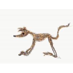 Hairy brindle hound standing or head - A5 blank card